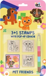 Tampons 3+1 avec crayon de cire – animaux domestiques