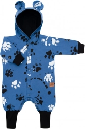 Combinaison bébé en coton avec capuche et petites oreilles NEW BABY, bleue
