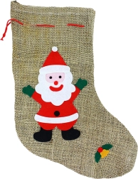 Bas de Saint-Nicolas en toile de jute avec boucle 38 cm