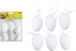 Œufs décoratifs en plastique blanc à suspendre 6 cm