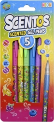 Stylos gel SCENTOS Neon au parfum fruité, lot de 5 pièces