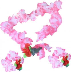 Set hawaïen rose – collier et bracelets