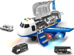 Avion de police avec soute à bagages et 3 petites voitures
