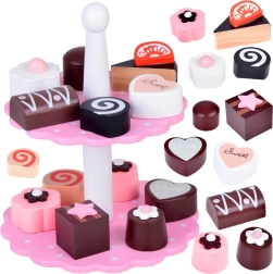 Set en bois à deux étages avec petits gâteaux pour enfants