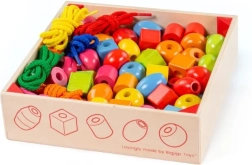 Perles à enfiler en bois dans une boîte BIGJIGS TOYS