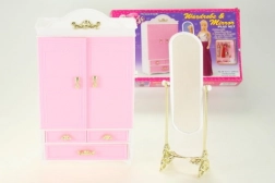 Armoire vestiaire et miroir pour poupées Glorie