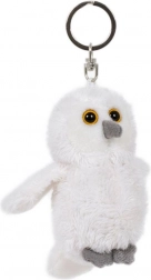 porte-clés peluche chouette Harfang 8 × 6 cm blanc