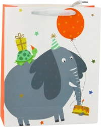 Sac cadeau en papier pour enfants avec éléphant 32 × 26 × 12 cm