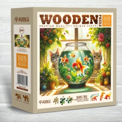 Puzzle en bois Chats et poissons 505 pièces