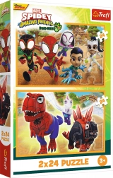 Puzzle 2×24 SPIDEY et dinosaures Trefl