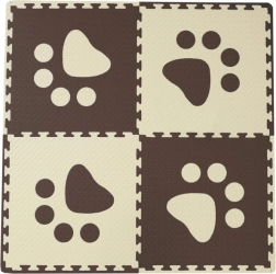 Tapis en mousse pour bébé avec bords marron et beige