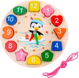Horloge éducative en bois Montessori pour enfants avec perles à enfiler