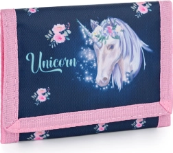 Portefeuille textile pour enfant avec motif licorne