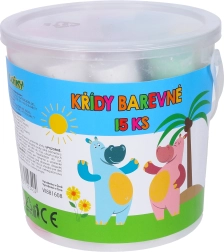 Craies de trottoir colorées en seau, 15 pcs