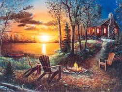 Peinture diamant – maison au bord du lac 30 × 40 cm