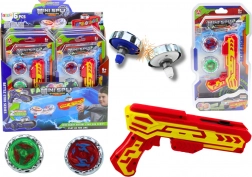 Pistolet lanceur avec 2 gyroscopes métalliques avec lumières – rouge