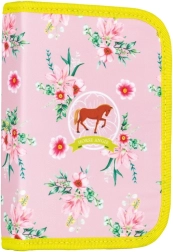 Trousse scolaire motif cheval – entièrement équipée, à un seul rabat, 2 volets
