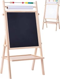 Tableau double face sur pied WOODY avec rouleau de papier et boulier