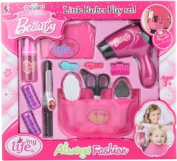 Coffret de petite coiffeuse avec sèche-cheveux à piles et accessoires