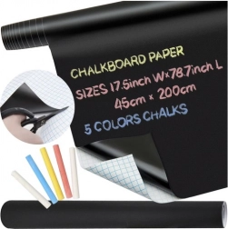 tableau autocollant pour craie xxl 45 × 200 cm avec craies