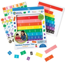 Tuiles de fractions arc-en-ciel avec plateau Learning Resources