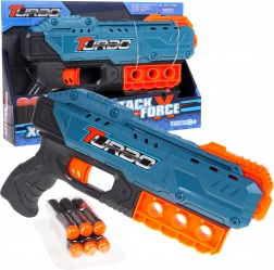 Pistolet pour enfants Turbo bleu 8+ avec 6 projectiles souples et chargement manuel