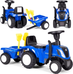 Tracteur porteur avec remorque pour enfants, volant interactif et sons NEW HOLLAND – Bleu