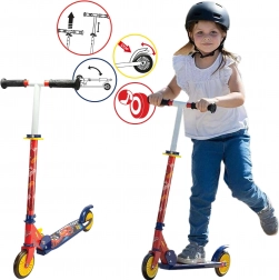 Trottinette pliable pour enfants Cars CARS Flash McQueen avec guidon réglable et frein au pied