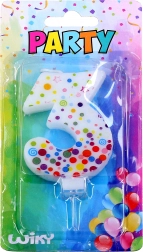 Bougie de fête numéro 3 à pois
