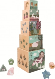 Tour en bois empilable avec cubes Ferme 2Kids Toys