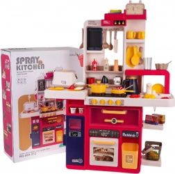 Cuisine interactive pour enfants avec vapeur, lumières et sons, 80 pièces – Rouge
