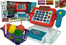 Caisse enregistreuse pour enfants avec calculatrice et panier de légumes