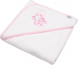 Serviette bébé en éponge avec capuche NEW BABY 80 × 80 cm – blanche, éléphanteau