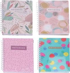 Bloc-notes à spirale A5, ligné, 100 pages, motifs assortis