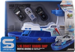 Bateau à piles avec lumières et sons avec petites voitures