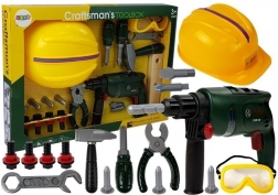 Ensemble d'outils de bricolage pour enfants avec perceuse, lunettes de protection et casque