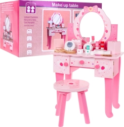 Coiffeuse en bois avec tabouret pour filles Salon de beauté domestique Maquillage + Accessoires