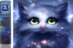 Peinture diamant petit chat gris 30 × 40 cm