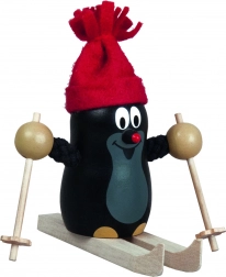 Detoa La Petite Taupe à skis – figurine en bois 10 cm