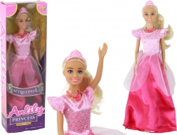 Poupée Anlily Princesse Blonde avec Tiare en Robe Rose