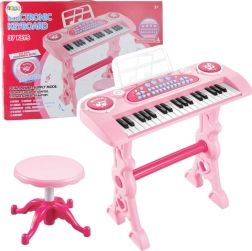 Petit piano électronique pour enfants avec microphone, 37 touches, rose