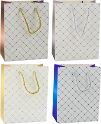 Sac cadeau en papier avec petits cœurs brillants 23 x 18 x 10,5 cm