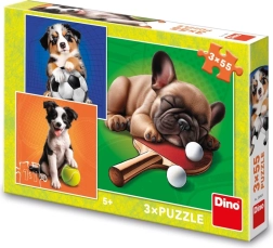 Puzzle Chiens sportifs 3×55 pièces
