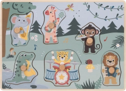 FREE2PLAY puzzle en bois à encastrer avec sons – animaux de la jungle