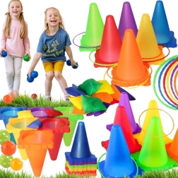 Set de jeux de jardin Woopie 3 en 1 – lancer sur cible avec cônes, anneaux et sacs, 30 pièces