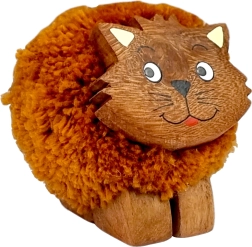 Figurine en bois avec pompon Chat pour les enfants