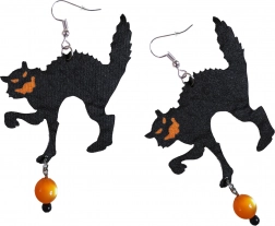 Boucles d’oreilles chat de sorcière pour Halloween