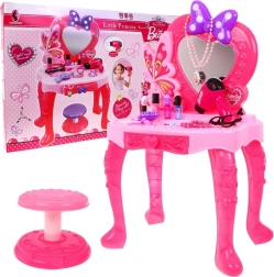 Coiffeuse rose pour enfants 3+ avec sèche-cheveux interactif, lumières et accessoires