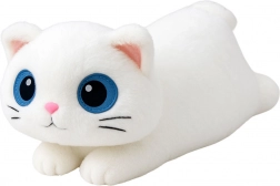 Chat en peluche blanc aux grands yeux 45 cm