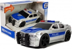 voiture de police 1:20 à propulsion à friction, lumières et sons – argentée ou noire
